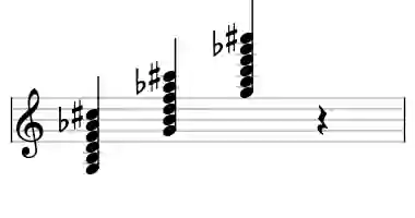 Sheet music of G 7b9#11 in three octaves